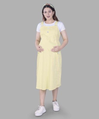 mamma's maternity Women A-line Yellow Dress