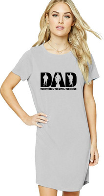 HouseOfCommon Women T Shirt Grey Above Knee/Mid Thigh Length Dress