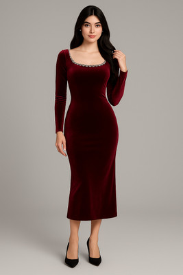 KIYAN NXT GENE Women Bodycon Red Ankle Length Dress