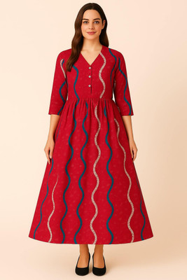 Jovialthreads Women Gown Pink Ankle Length Dress