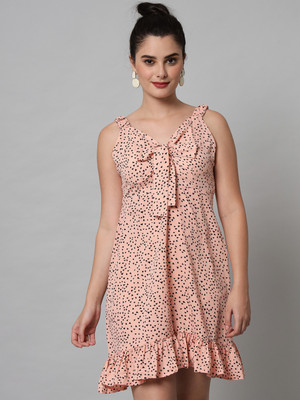 Emeros Women Fit and Flare Black, Pink Above Knee/Mid Thigh Length Dress