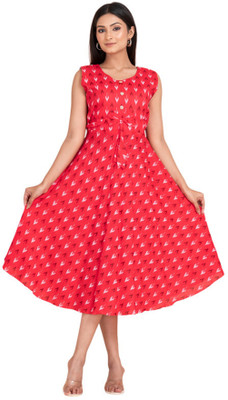 Tarulya Women A-line Red Midi/Calf Length Dress