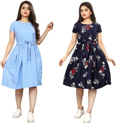 Nidhi Collection Women A-line Blue Dress