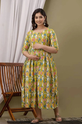 HouseOfCommon Women Fit and Flare Multicolor Midi/Calf Length Dress