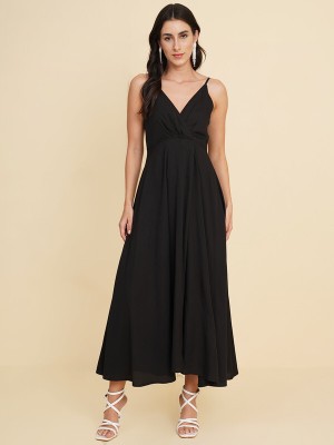 House Of Kkarma Women Fit and Flare Black Dress