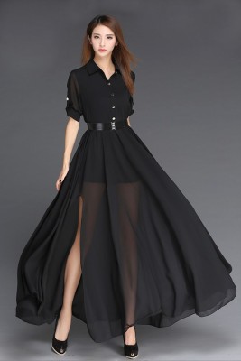 Babiva Fashion Women Gown Black Dress