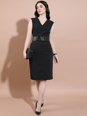 Tokyo Talkies Women A-line Gold Knee Length Dress