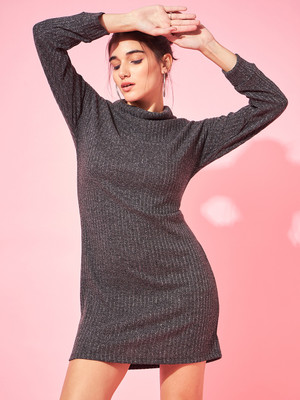 ATHENA Women Bodycon Grey Above Knee/Mid Thigh Length Dress