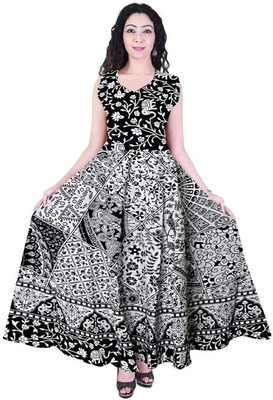 RADHA RANI COLLECTION Women A-line Multicolor Maxi/Full Length Dress