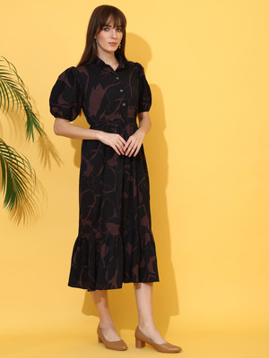 Sheetal Associates Women Fit and Flare Black Below Knee Dress