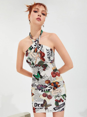 TANDUL Women Bodycon Multicolor Above Knee/Mid Thigh Length Dress