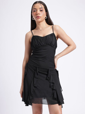 Glitchez Women Sheath Black Above Knee/Mid Thigh Length Dress