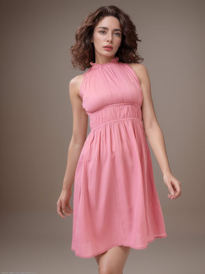 Dressberry Women Fit and Flare Pink Above Knee/Mid Thigh Length Dress