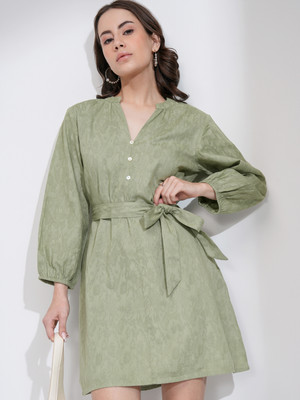 Tokyo Talkies Women A-line Green Mini/Short Dress