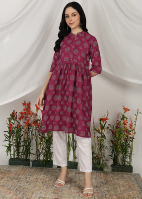 Moda Rapido Women Striped Anarkali Kurta(Multicolor)