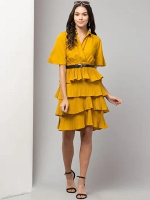 Fashion Passion India Women Fit and Flare Yellow Dress