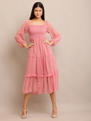 HRIKSHIKA FASHION Women Fit and Flare Pink Dress