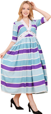 CYCUS Women A-line Light Blue Midi/Calf Length Dress