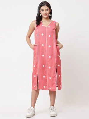 Nomad Lifestyle Women Shift Pink Midi/Calf Length Dress
