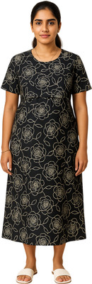 Putchi Women Fit and Flare Black Maxi/Full Length Dress