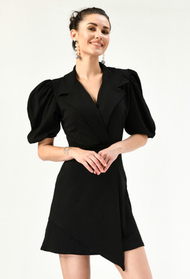 SFOTY Women Bodycon Black Above Knee/Mid Thigh Length Dress