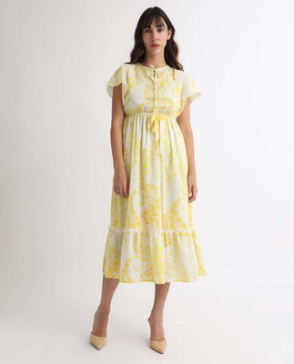 RAREISM Women A-line Yellow Maxi/Full Length Dress