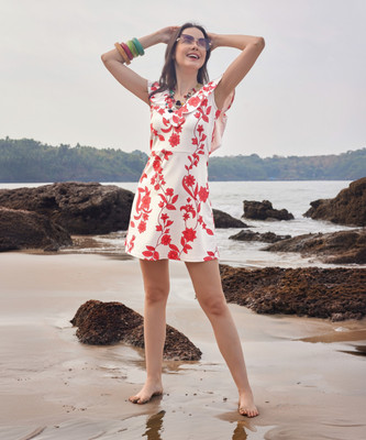 PURVAJA Women A-line Red Mini/Short Dress