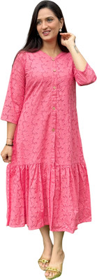 Dharmaj Creation Women A-line Multicolor Knee Length Dress