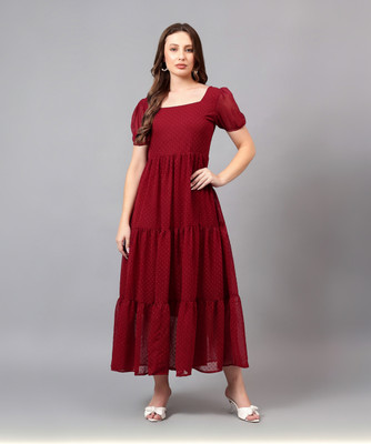 bright nex Women Fit and Flare Black Ankle Length Dress