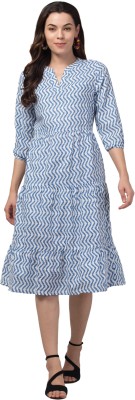 My Swag Women Fit and Flare Blue Dress