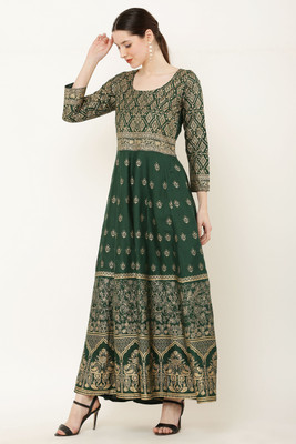 O Madam Women Maxi Green Full Length Dress
