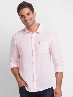 Spykar Men Solid Casual Pink Shirt