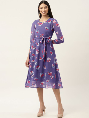 Moda Rapido Women A-line Purple Midi/Calf Length Dress