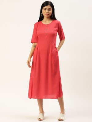 BRINNS Women Fit and Flare Red Dress