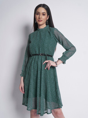 Dressberry Women Fit and Flare Green Midi/Calf Length Dress
