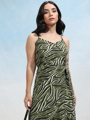 Tokyo Talkies Women Wrap Multicolor, Green Mini/Short Dress