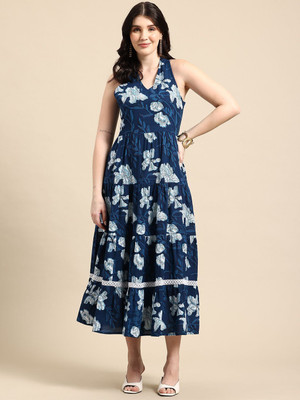 METRONAUT Women A-line Multicolor Below Knee Dress