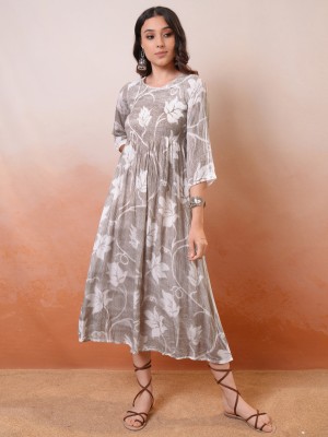 Vishudh Women Maxi Grey Dress