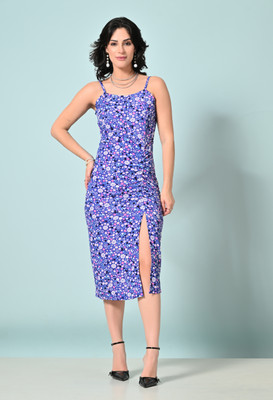 METRONAUT Women A-line Blue Midi/Calf Length Dress