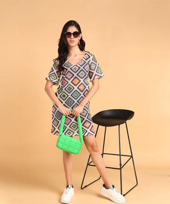 FashFun Women A-line Multicolor Above Knee/Mid Thigh Length Dress