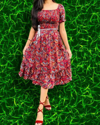 BuyUniqueFashion Women Fit and Flare Maroon Midi/Calf Length Dress