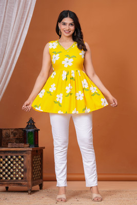 Mradhul Women A-line Yellow Mini/Short Dress