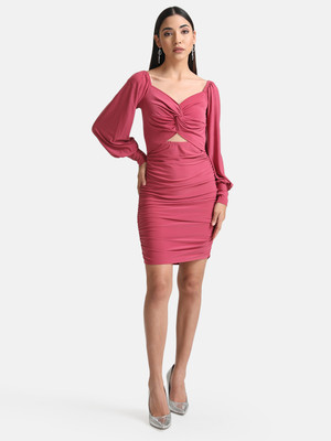 KAZO Women Skater Pink Mini/Short Dress