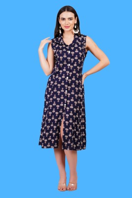 JC4U Women A-line Dark Blue Dress