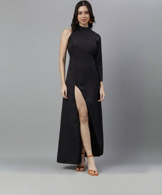 Trymisfit Women A-line Black Maxi/Full Length Dress