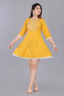 AACHLA FASHION Women A-line Yellow Dress