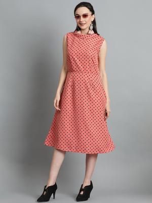 KOTTY Women Fit and Flare Multicolor Midi/Calf Length Dress