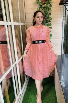 Y LIFE Women A-line Pink Dress