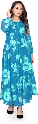 SilkSutra Women Ethnic Dress Light Blue, Blue Dress