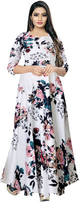 HouseOfCommon Women Maxi White Full Length Dress